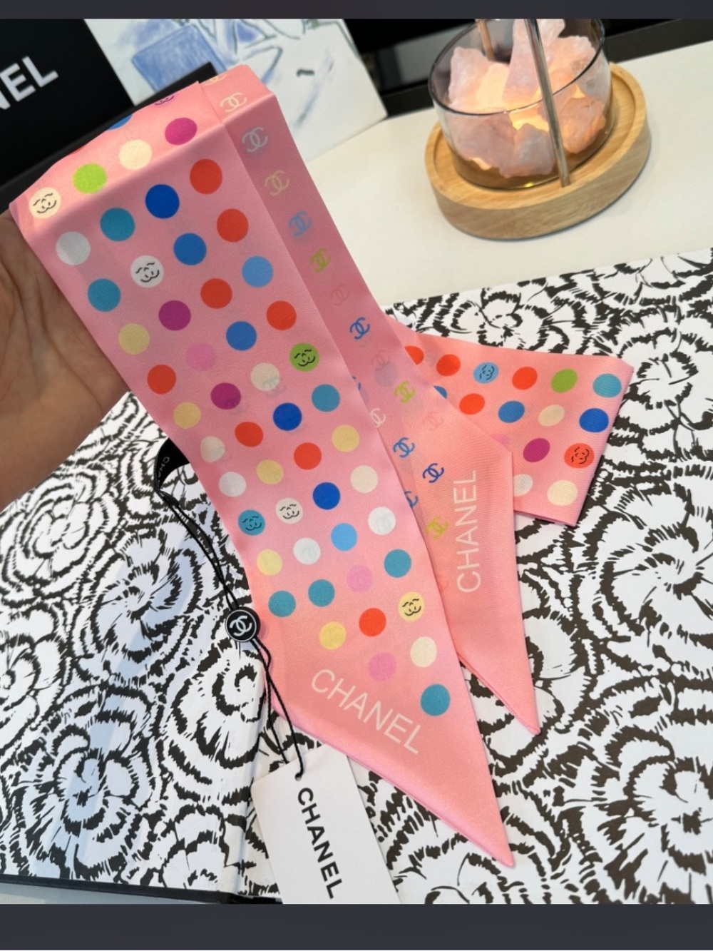 💕 Double C Designer Vibrant Polka Dot Colorful Silk Scarf